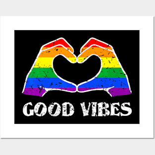 Good Vibes  Hands Heart Gay Pride Parade Posters and Art